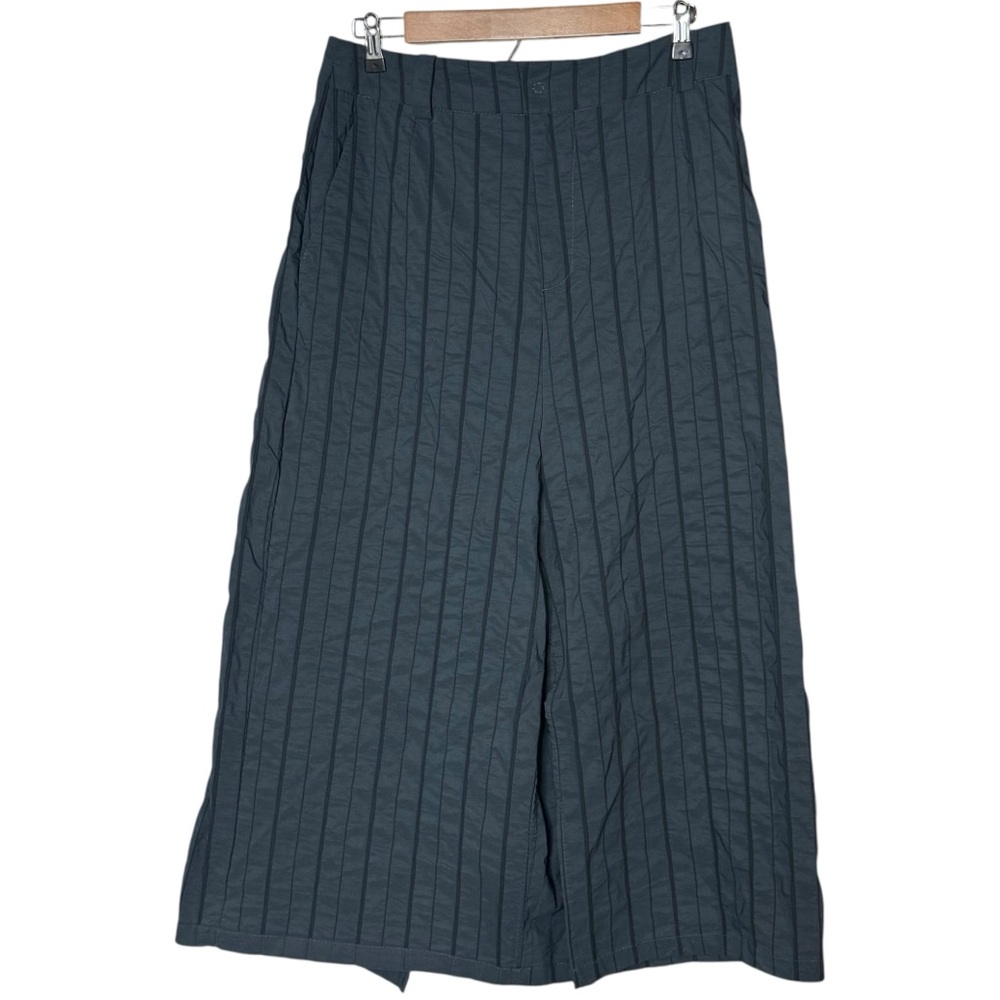 IXOS Striped Wide Leg Cropped Culottes Pant Size 44 Couture Lagenlook Minimalist